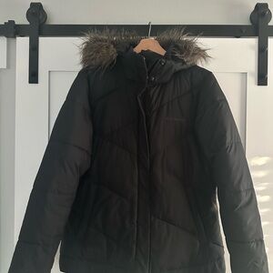Columbia Women's Black Puffer Jacket with Faux Fur Trim